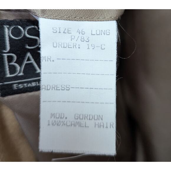 Jos A Bank 100% Camel Hair Blazer Sport Coat Size 46L Tan Classic Jacket - Picture 3 of 4